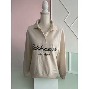 ZARA Cream Calabasas Retro Sweatshirt Size Small NEW NWOT